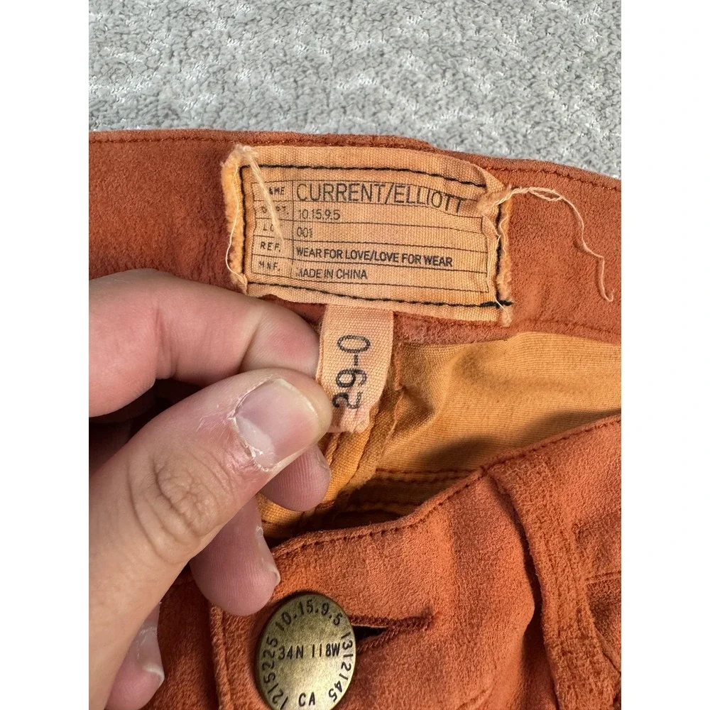 Current/Elliott Leather Pants Womens 2 Rust Skinny‎ 5-Pocket Lined 1354-0010